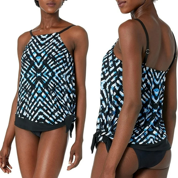 *NWOT* Coastal Blue Asymmetrical Hem Tankini - Picture 1 of 5